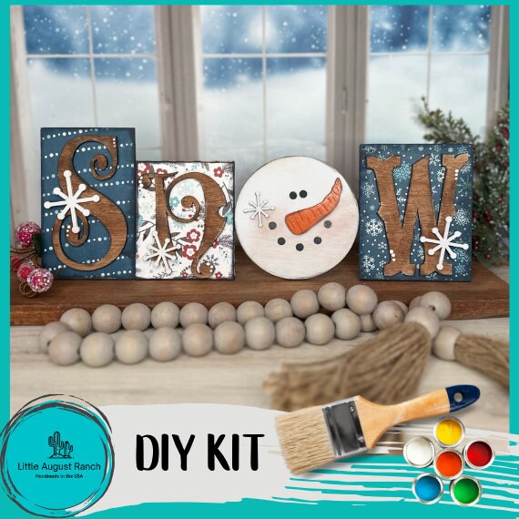 Snow Word Block - DIY Wood Blank Paint Kit