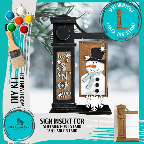 Snowman Add-on for Slim Sign Post Holder- DIY Wood Blanks for Crafting and Painting, Home Decor
