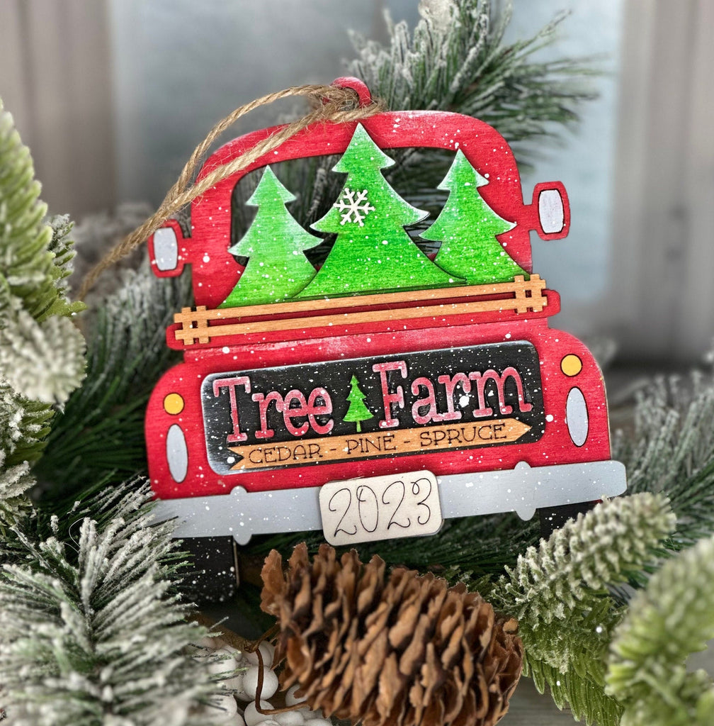 DIY Truck Christmas Ornament with - Traditional Christmas Tree Ornaments - wood Blanks for Painting and Crafting