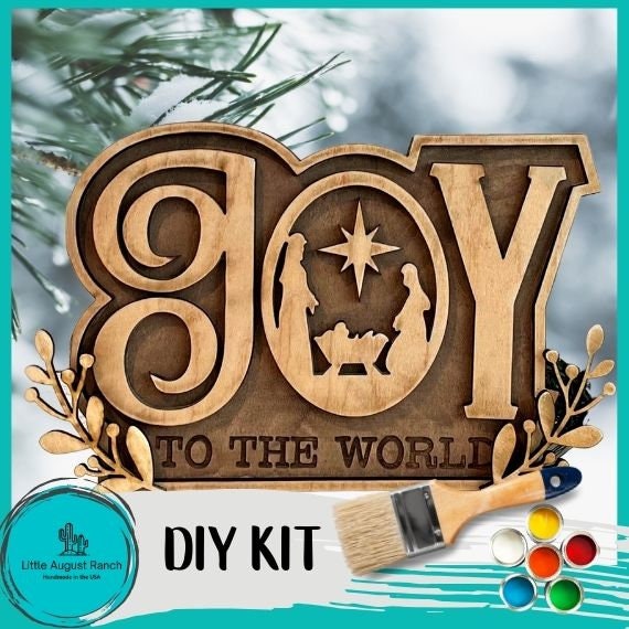 Joy to the World Chunky Sanding Shelf Decor - Wood Blanks for Painting and Crafting