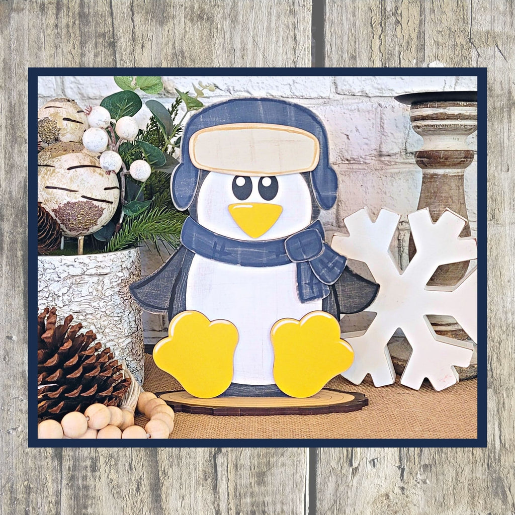 Penguin Winter Friends Shelf Sitter DIY Paint Kit - DIY Wood Blanks to Paint and Craft Shelf Decor