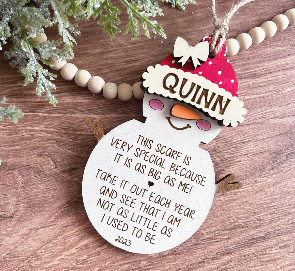 New Baby Snowman Height Ribbon Christmas Ornament - 2023 Personalized Christmas Ornament - Handmade Christmas Ornament