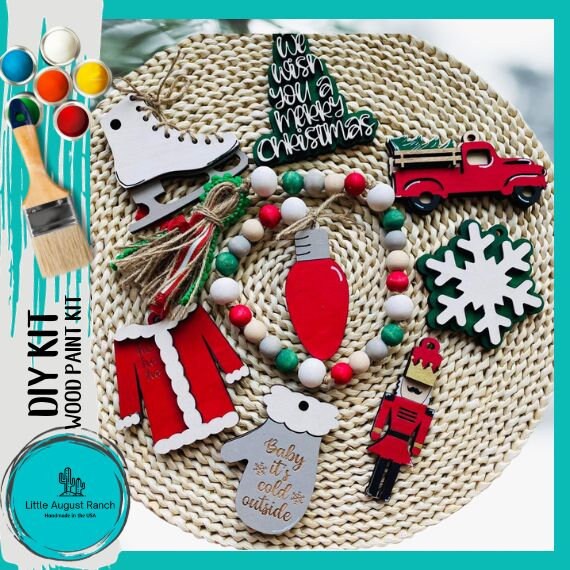 Christmas Garland, Tag, Stocking Decor- DIY wood Blanks for Crafting and Painting