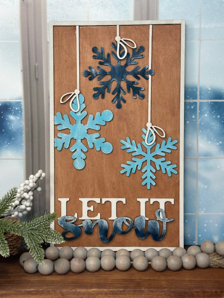 Let it Snow Large Framed Fall Decor - DIY Wood Blank Paint Kit