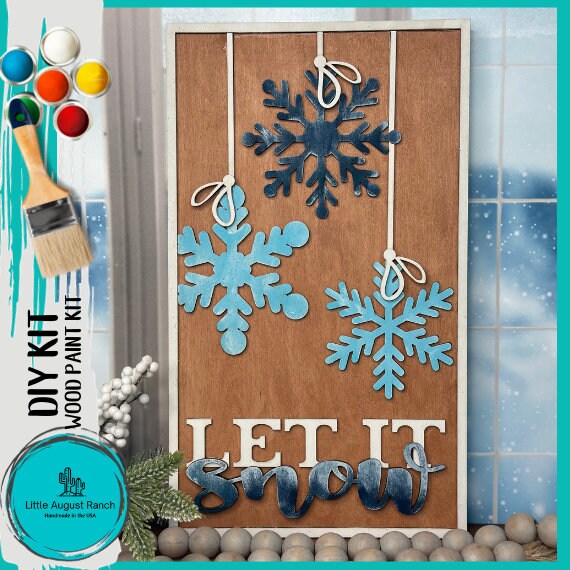 Let it Snow Large Framed Fall Decor - DIY Wood Blank Paint Kit