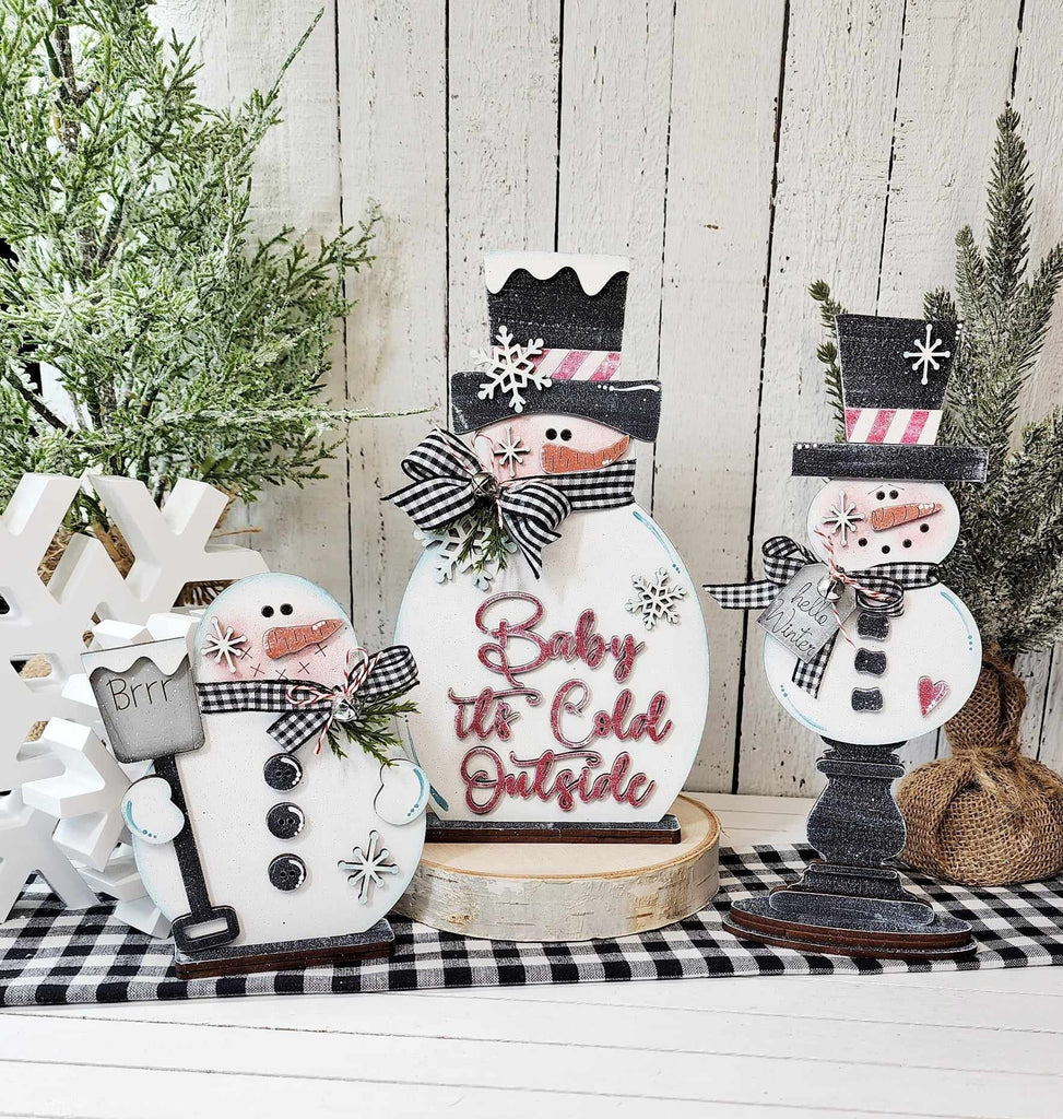 Standing Snowmen Trio - DIY Wood Blanks for Painting and Crafting