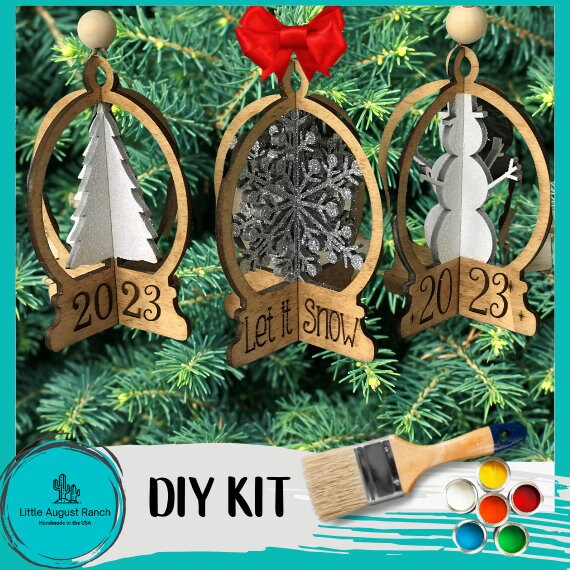 DIY 3D Christmas Ornament Snowglobe- DIY Wood Blanks to Paint and Craft