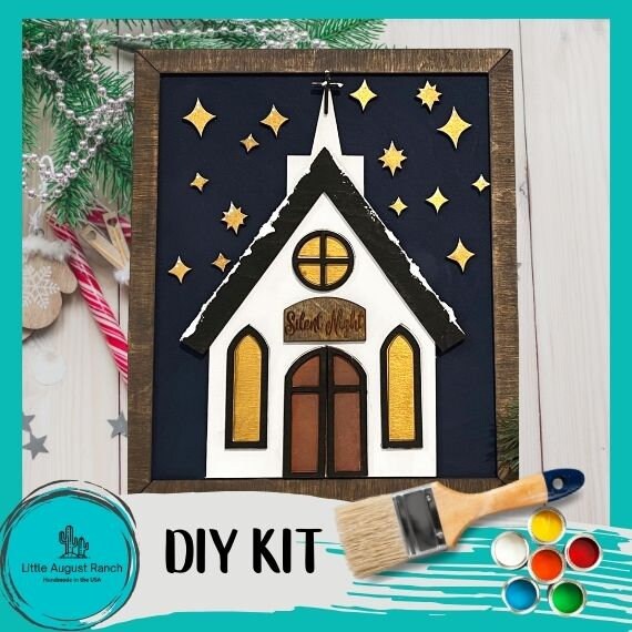 Church Silent Night Christmas Sign - DIY Wood Blanks for Painting and Crafting