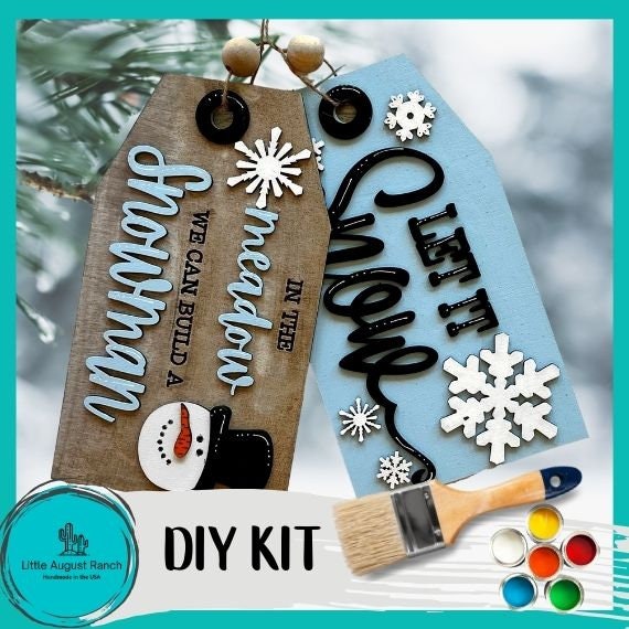 Winter Door Hanger Tag Set - DIY Paint Kit Wood Blank Set for Crafting and Painting