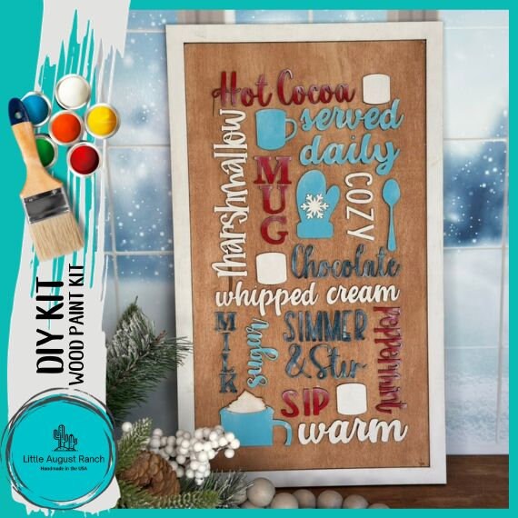 Hot Cocoa Word Collage - DIY Wood Blank Paint Kit