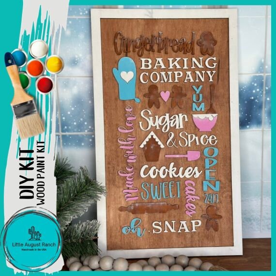 Gingerbread Word Collage - DIY Wood Blank Paint Kit