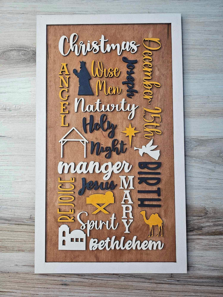 Christmas Nativity December Word Collage - DIY Wood Blank Paint Kit