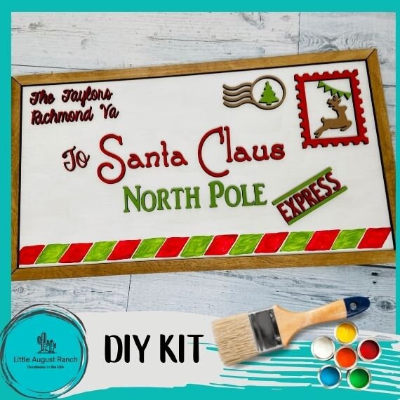 Letter to Santa Personalized Christmas Sign - DIY Wood Blanks for Painting and Crafting -Personalization Included