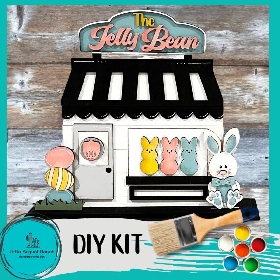 Jelly Bean Holiday Shop Shelf Sitter DIY Paint Kit - DIY Wood Blanks to Paint and Craft Shelf Decor
