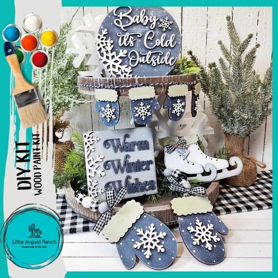 Winter Wonderland Tiered Tray Set - DIY Wood Blanks for Painting and Crafting