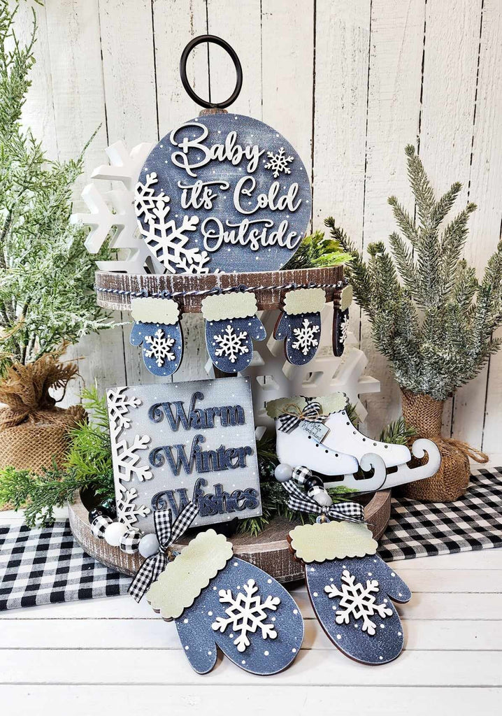 Winter Wonderland Tiered Tray Set - DIY Wood Blanks for Painting and Crafting