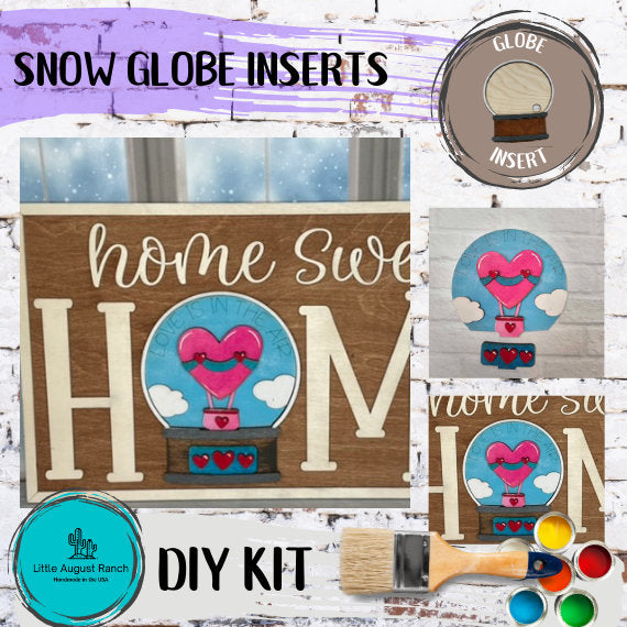 Love is in the Air Booth Insert for Snow Globe DIY Interchangeable Decor Inserts - Wood Paint Kit - Home Decor