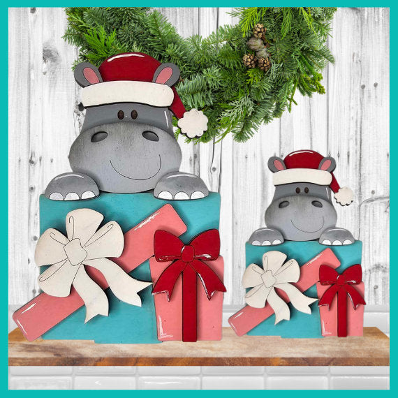 Hippopotamus for Christmas DIY - Standing Wood blanks for Painting and Crafting