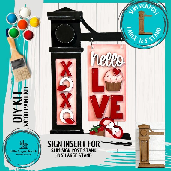 Valentine Sweets Add-on for Slim Sign Post Holder- DIY Wood Blanks for Crafting and Painting, Home Decor