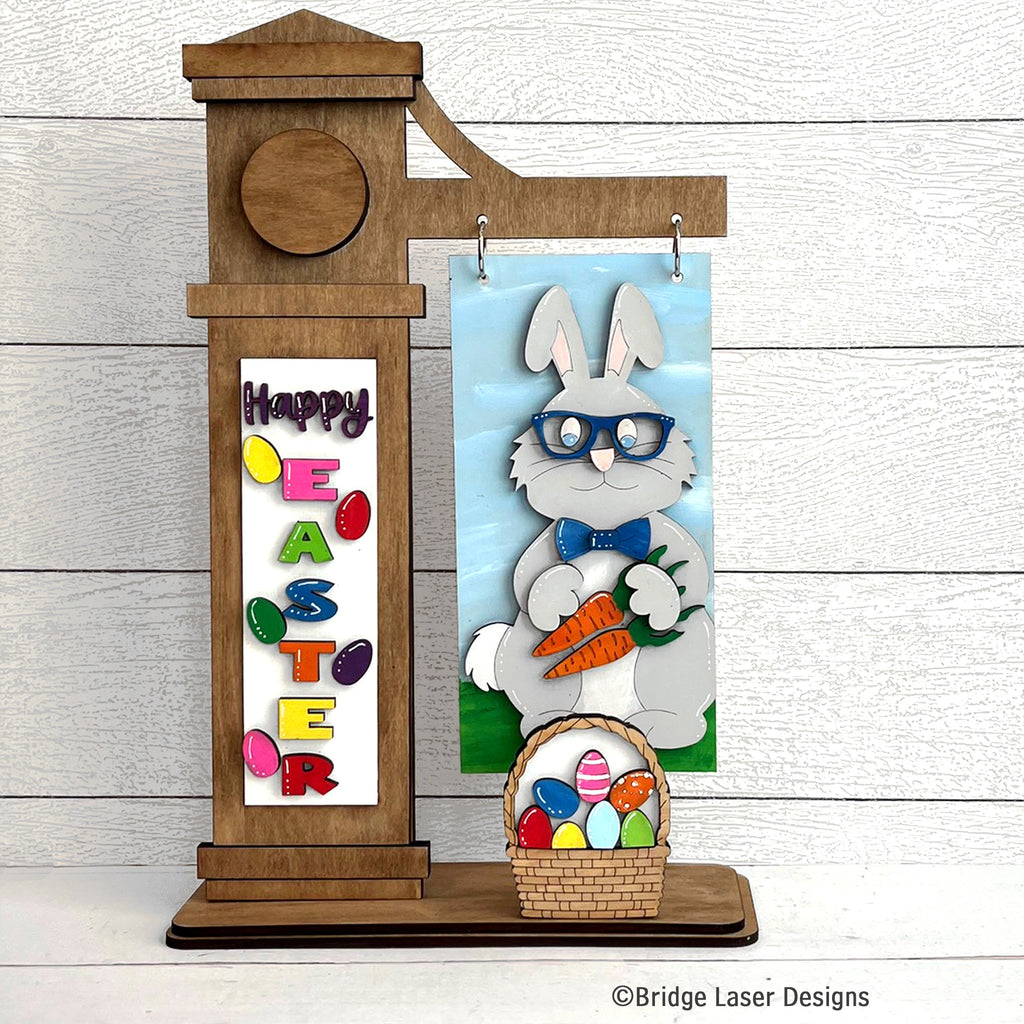 Easter Bunny Add-on for Slim Sign Post Holder- DIY Wood Blanks for Crafting and Painting, Home Decor
