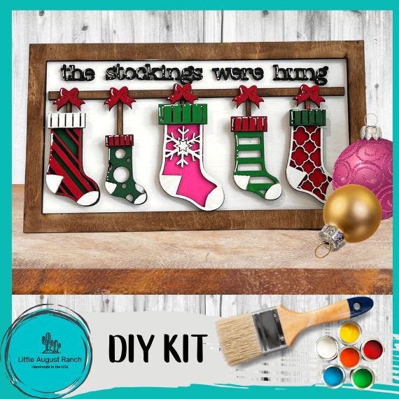 The Stockings Were Hung Framed Sign - DIY Wood Blank Paint and Craft Kit