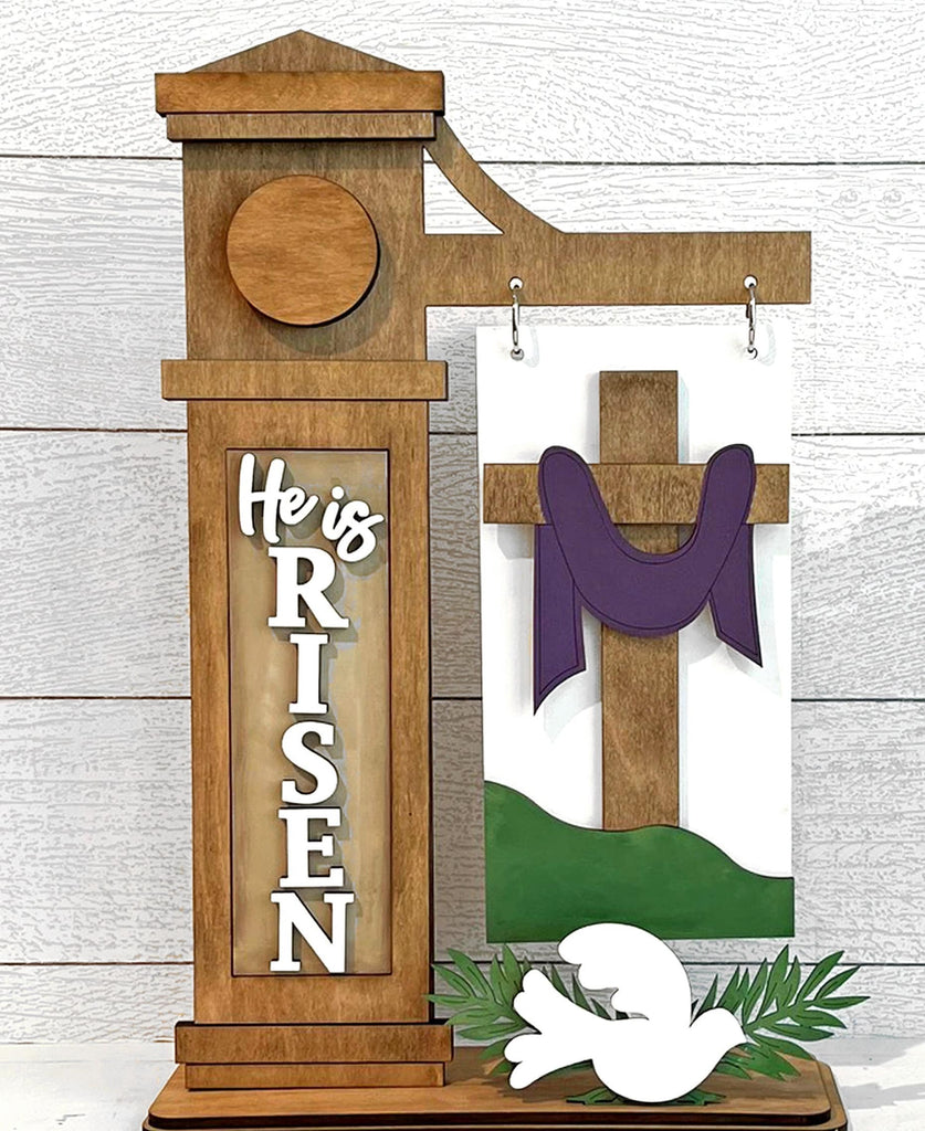 He is Risen Easter Add-on for Slim Sign Post Holder- DIY Wood Blanks for Crafting and Painting, Home Decor