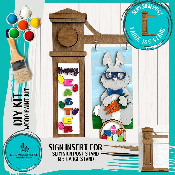 Easter Bunny Add-on for Slim Sign Post Holder- DIY Wood Blanks for Crafting and Painting, Home Decor