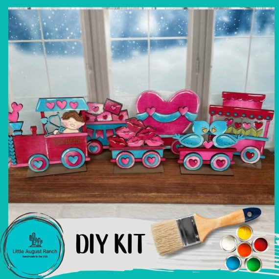 Valentine Train Set - Wood Blanks for Crafting and Painting