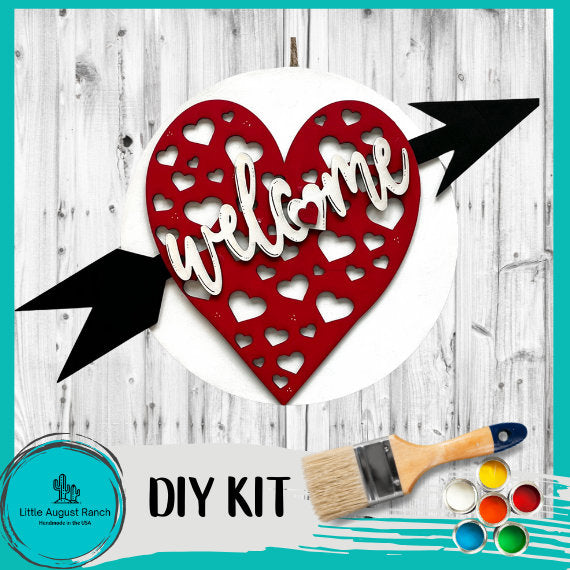 Valentine Welcome Round Hanger - DIY Wood Blanks for Painting and Crafting