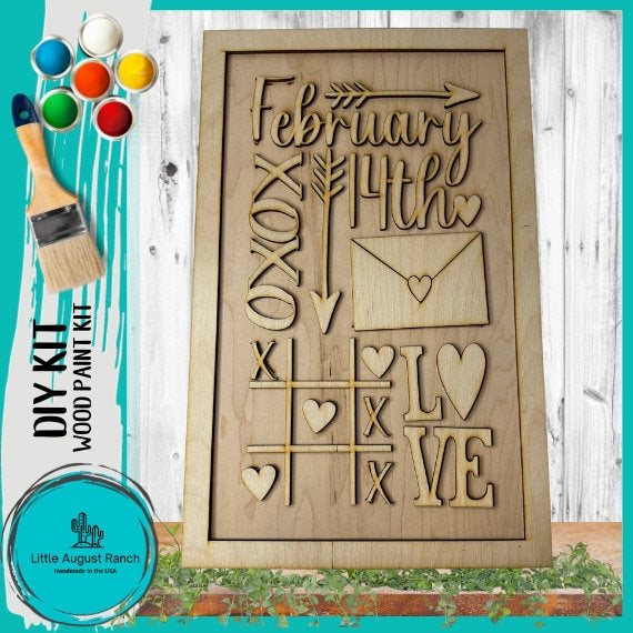 February Word Collage - DIY Wood Blank Paint Kit