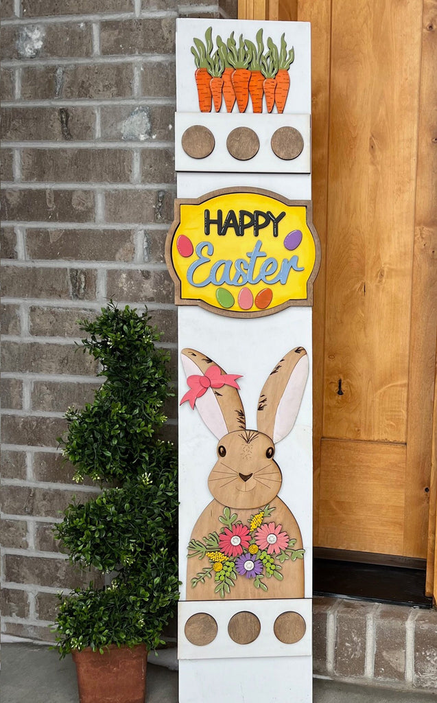 Happy Easter Add On Kit for Porch Leaner Toppers DIY Kit - Wood Blanks for Painting and Crafting