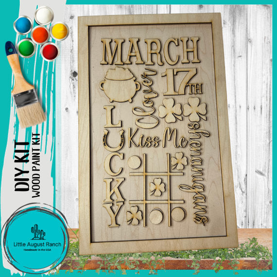 March Word Collage - DIY Wood Blank Paint Kit