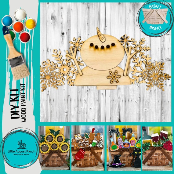 DIY Winter Insert for Interchangeable Basket Decor - Wood Blank for Painting - Inserts for Basket