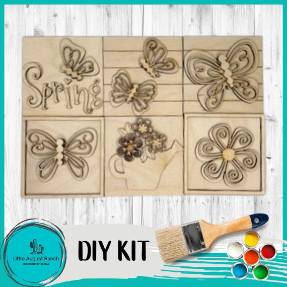 Spring Butterfly DIY Leaning Ladder Insert Kit - Wood Blanks for Painting and Crafting