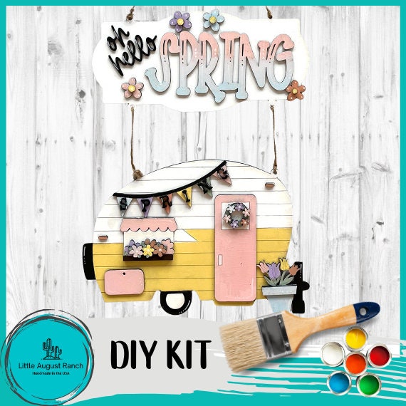 Hello Spring Camper Hanger - DIY Wood Blanks for Painting and Crafting
