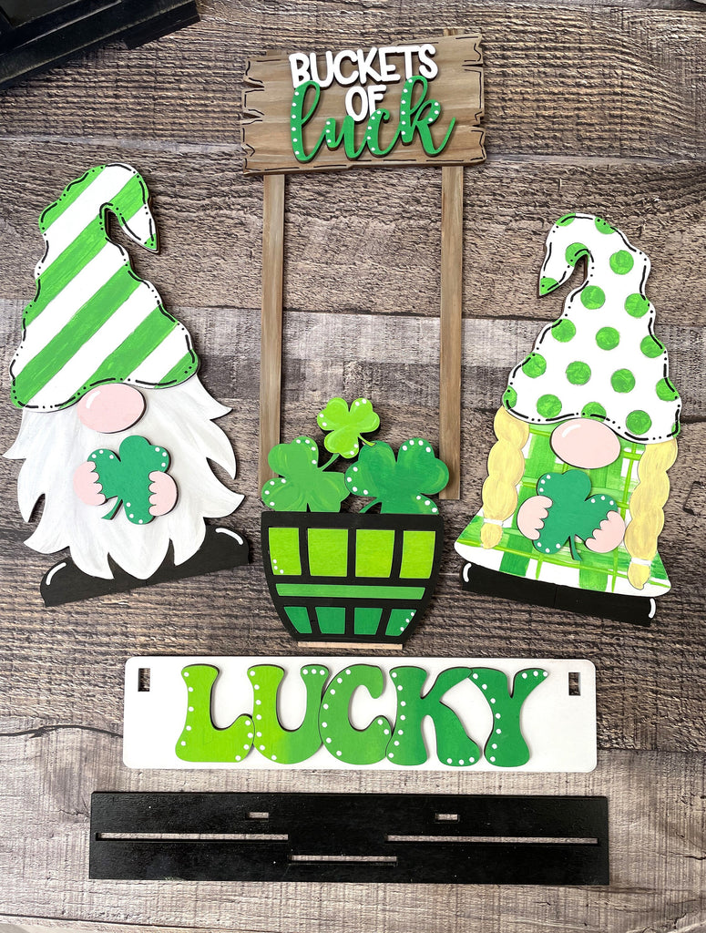 St Patrick Gnomes DIY Mini Tray Sets - Wood Blanks for Crafting and Painting