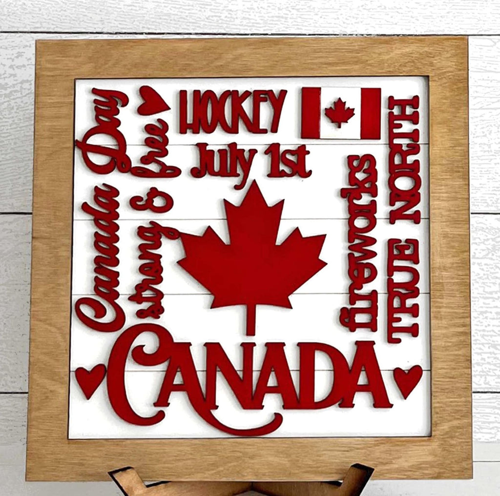 Canada Word Collage Square Framed - DIY Wood Blank Paint and Craft Kit