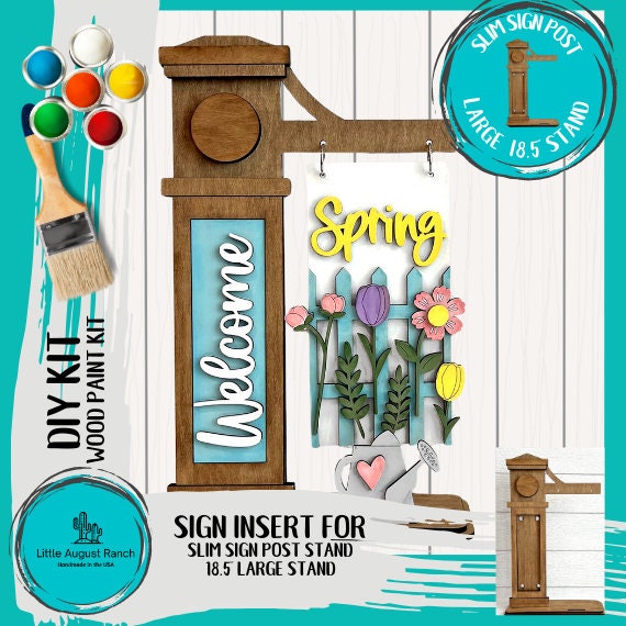 Spring Add-on for Slim Sign Post Holder- DIY Wood Blanks for Crafting and Painting, Home Decor
