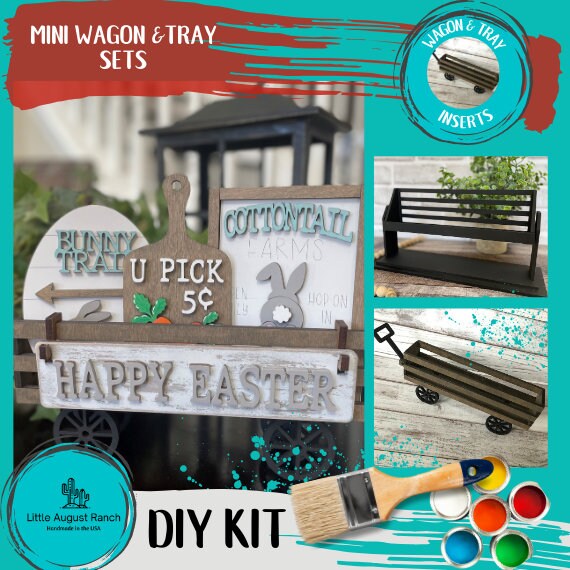 Easter Bunny DIY Mini Tray Sets - Wood Blanks for Crafting and Painting