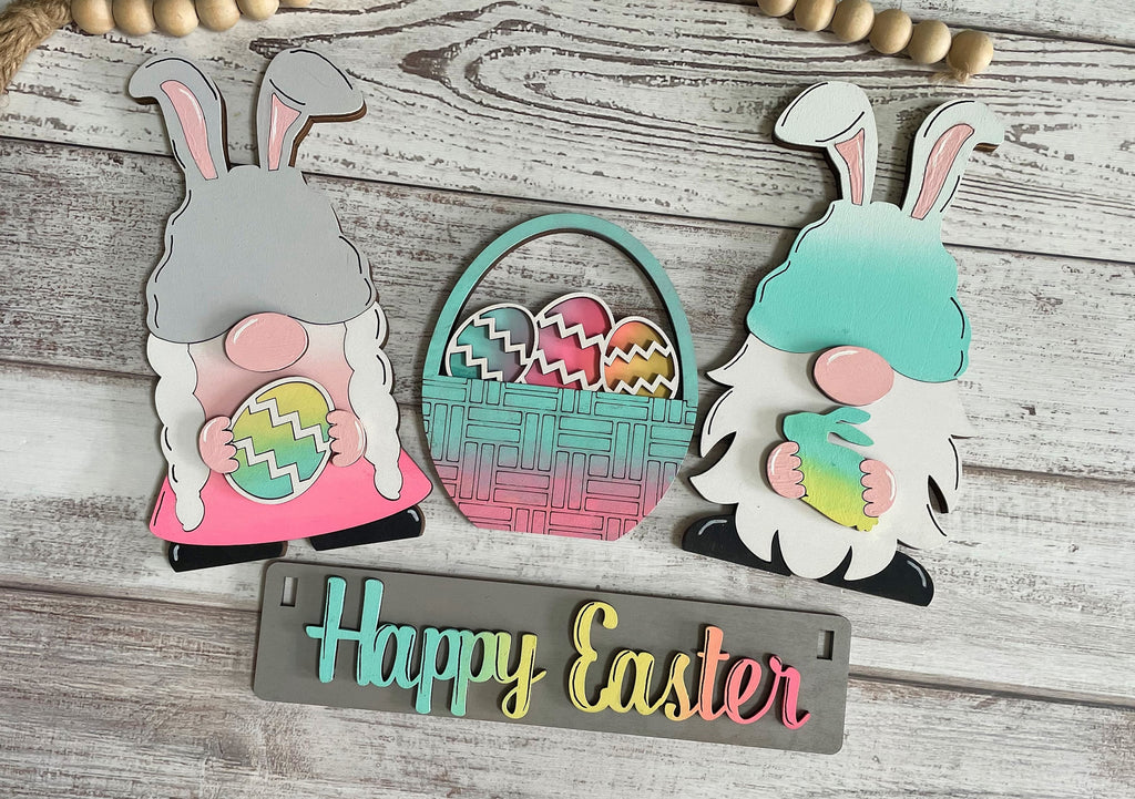 Gnome Easter Bunny DIY Mini Tray Sets - Wood Blanks for Crafting and Painting