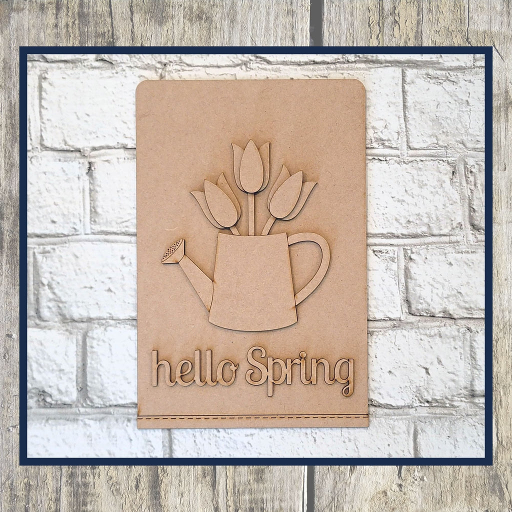 Hello Spring Add On Set for Tea Towel Interchangeable Base- Wood Blanks for Painting and Crafting, Easy Craft Kit