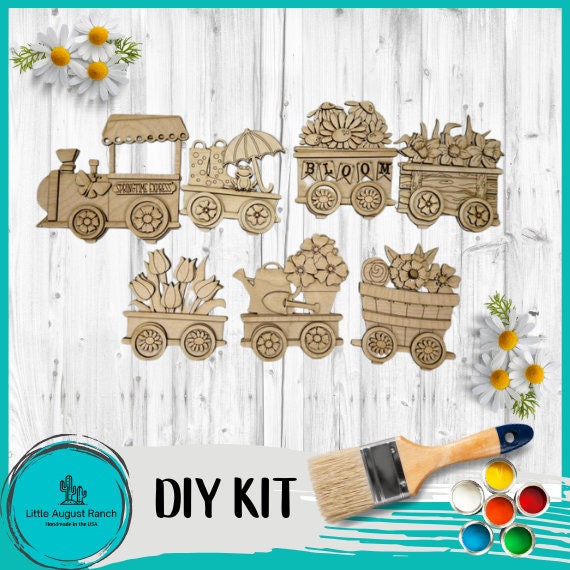 Spring Train Set - Wood Blanks for Crafting and Painting