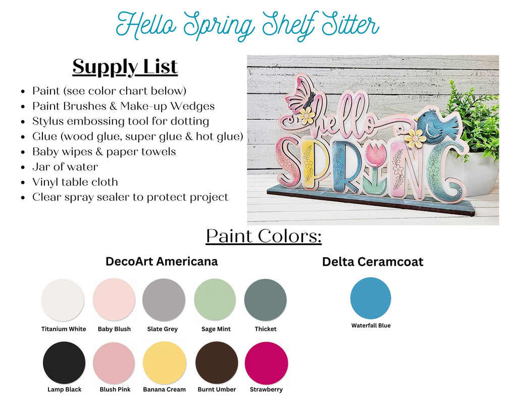 Hello Spring Sign Word Block - DIY Wood Blanks for Painting and Crafting 10.5" and 18"
