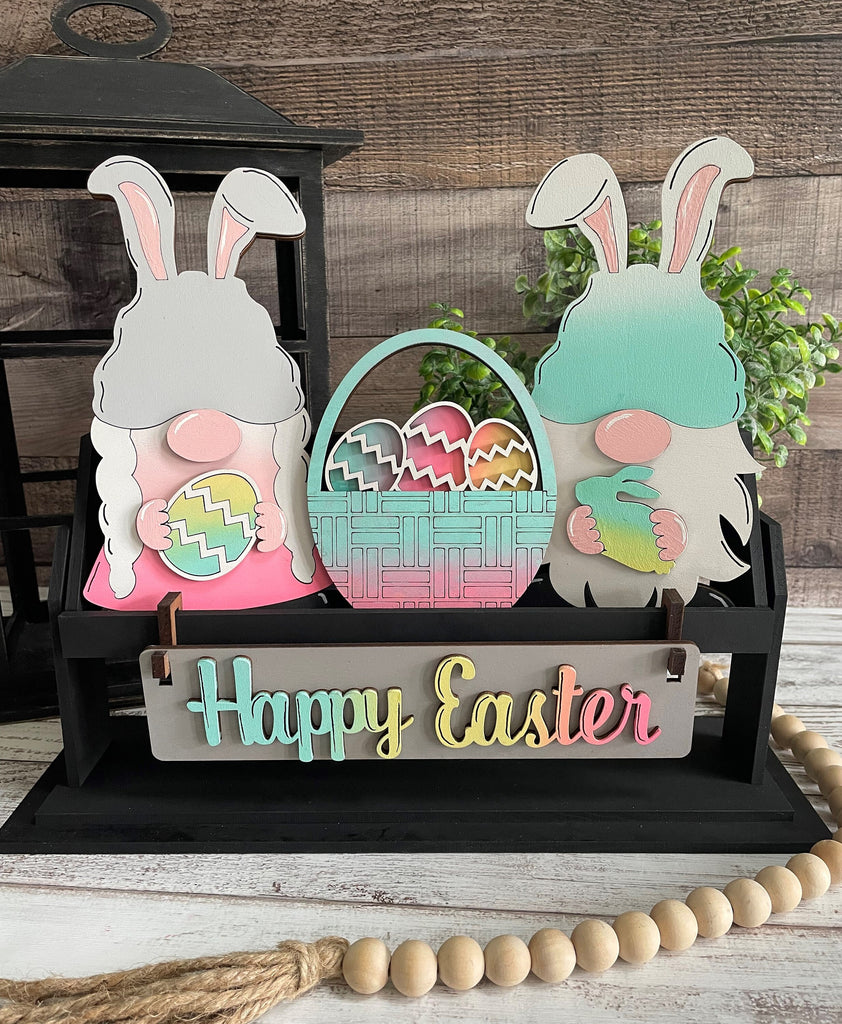 Gnome Easter Bunny DIY Mini Tray Sets - Wood Blanks for Crafting and Painting