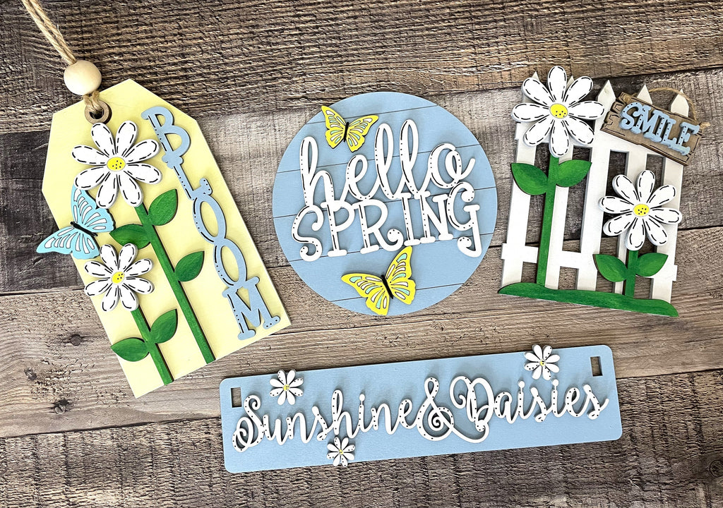 Hello Spring DIY Mini Tray Sets - Wood Blanks for Crafting and Painting