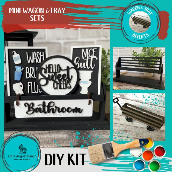 Bathroom DIY Mini Tray Sets - Wood Blanks for Crafting and Painting
