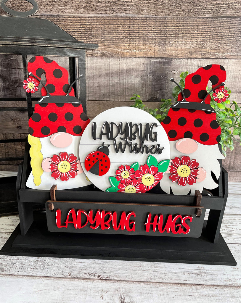 Ladybug gnomes DIY Mini Tray Sets - Wood Blanks for Crafting and Painting