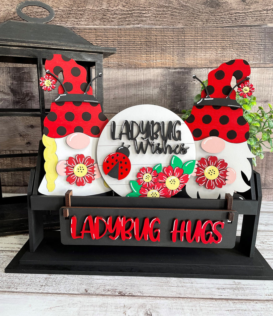 Ladybug gnomes DIY Mini Tray Sets - Wood Blanks for Crafting and Painting