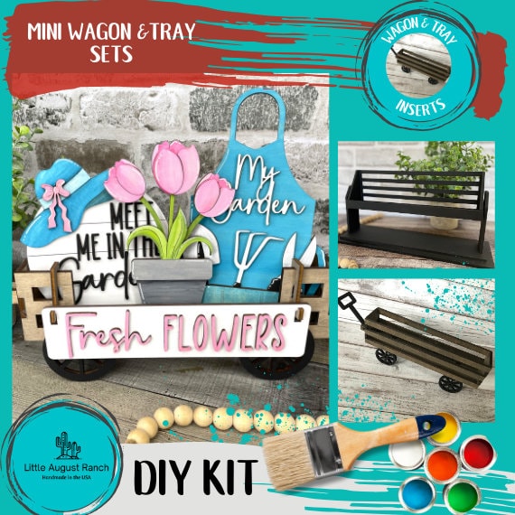 Spring Garden DIY Mini Tray Sets - Wood Blanks for Crafting and Painting