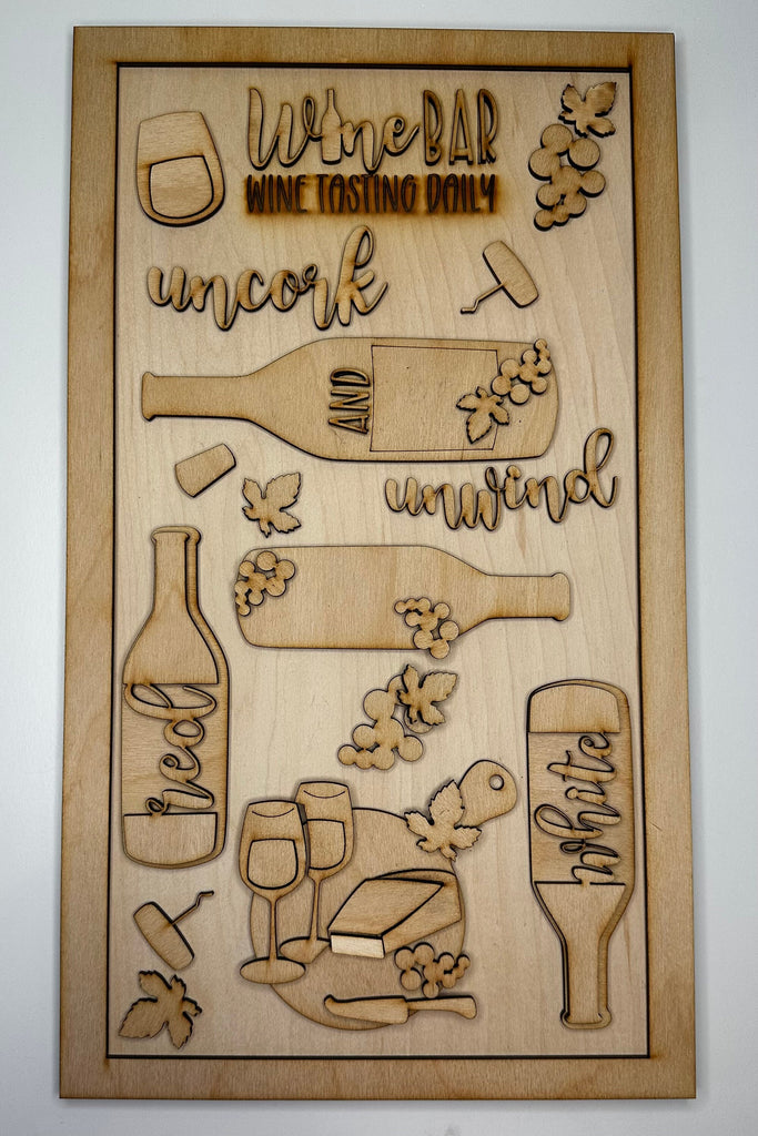 Wine Word Collage - DIY Wood Black Kit for Painting and Crafting